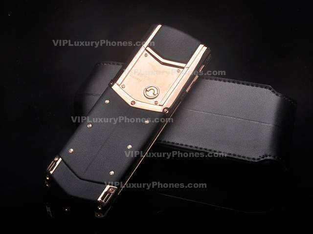 Vertu Signature Rose Gold Back Side And Leather Case